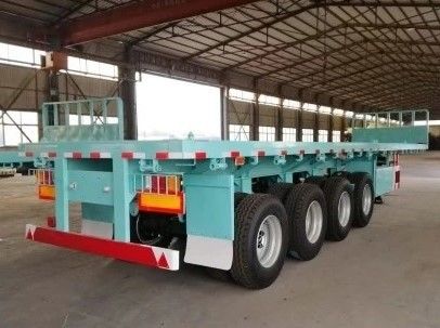 Mechanische ophanging 4-assige platte half-aanhangwagen voor het vervoer van containers van 20 voet 40 voet