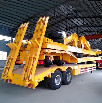 30-100 ton stuurbare uitbreidbare platte vrachtwagen-aanhanger met op maat gemaakte banden 12R22.5