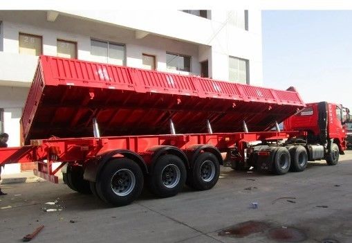 Zijdelingse ophangwagen voor steensand Tri 3 assen 50 ton zijdelingse dumptruck Halve ophangwagen