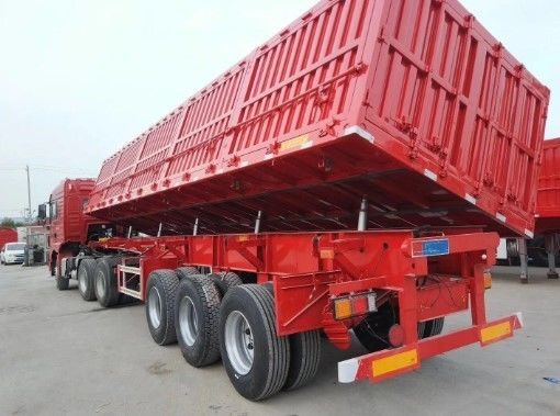 Zijdelingse ophangwagen voor steensand Tri 3 assen 50 ton zijdelingse dumptruck Halve ophangwagen