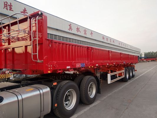 Zijdelingse ophangwagen voor steensand Tri 3 assen 50 ton zijdelingse dumptruck Halve ophangwagen