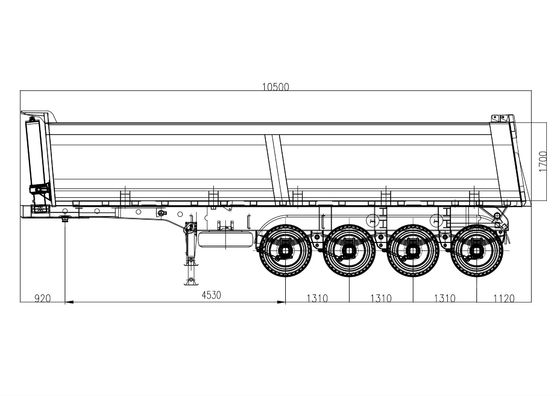 Truck Trailer Achterste kantelende Truck Trailers 4 Assen Achterste Dump Semi-Trailer