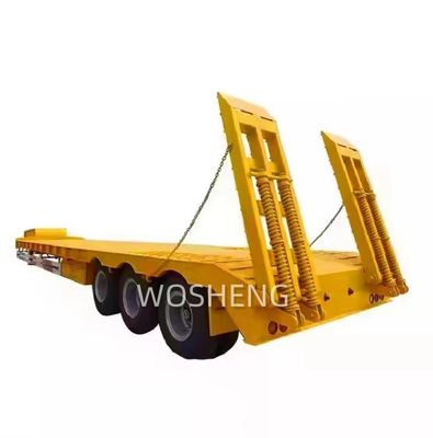 Wosheng 3 Assen 12 Wielen Geel laagbed laagbed Container Chassis Loader Halve aanhangwagen