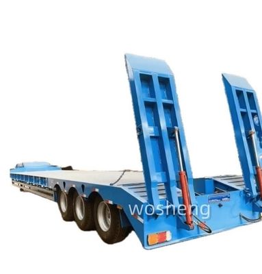 Wosheng 3 Assen 13 Ton Hydraulische Halve Aanhangwagen met laag bed voor het vervoer van zwaar materieel