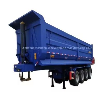 3 assen 4 assen Hydraulische achterste U-vorm dump half-aanhangwagen met dubbellijnremstelsel