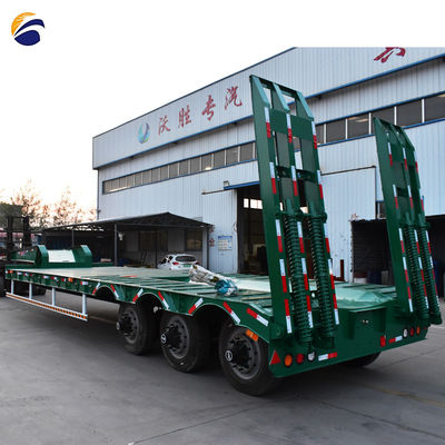 60 ton laadvermogen 10 lagen bladveerwagen met laagbed semi-trailer voor graafmachine