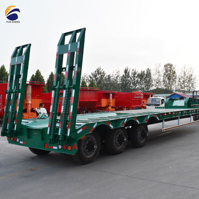60 ton laadvermogen 10 lagen bladveerwagen met laagbed semi-trailer voor graafmachine