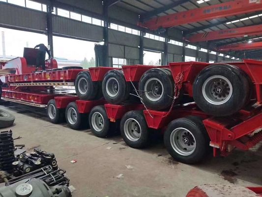 Afneembare gooseneck 4-assige laagbedlader Halve aanhangwagen met aanpasbare lading