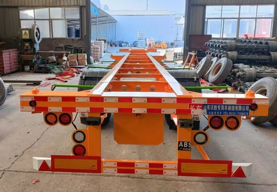20FT 40FT zwaar 3 assen staal chassis skelet half aanhangwagen met mechanische ophanging