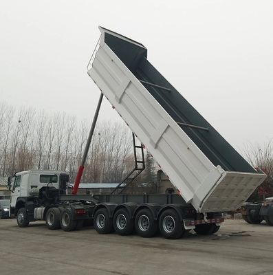 3 assen 20-80 ton U-type hydraulische achterste dump-half-aanhanger voor aanhangwagens met kantelend stuur