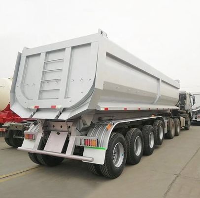 3 assen 20-80 ton U-type hydraulische achterste dump-half-aanhanger voor aanhangwagens met kantelend stuur