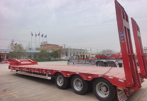 Truck Steel Low Bed Container Chassis Loader Semi-trailer met 3 assen en 12 wielen