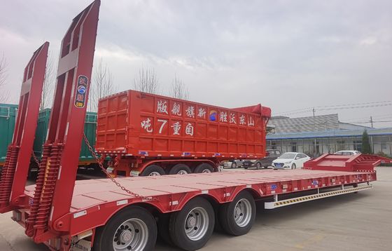 Truck Steel Low Bed Container Chassis Loader Semi-trailer met 3 assen en 12 wielen