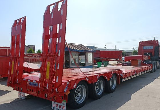 Truck Steel Low Bed Container Chassis Loader Semi-trailer met 3 assen en 12 wielen