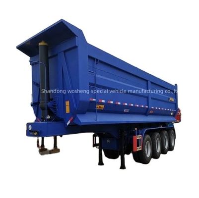 Zware vracht 50-80 ton 3/4/5 assen Hydraulische kant kanteling aanhangwagen Achterste dump truck aanhangwagen