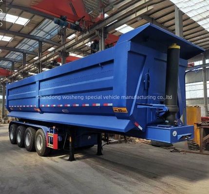 Zware vracht 50-80 ton 3/4/5 assen Hydraulische kant kanteling aanhangwagen Achterste dump truck aanhangwagen