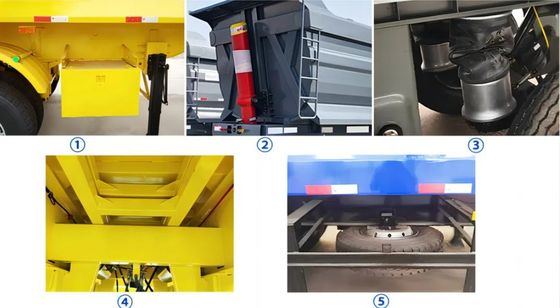 Hydraulische drieassige kantelbare dumptrailer voor 30-100T maximale vracht zwaar vervoer