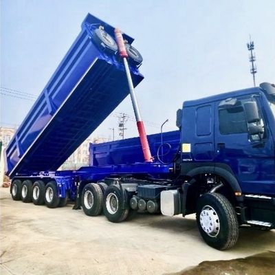 Drie-assige U-vormige hydraulische achterkant dump tipper Semi-trucks Trailer voor vervoer