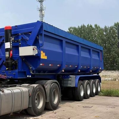 Achterste dump-stijl Hydraulische U-type eindverwijzer Semi-truck aanhangwagen vooras Lift 4 as