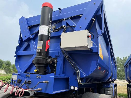 Achterste dump-stijl Hydraulische U-type eindverwijzer Semi-truck aanhangwagen vooras Lift 4 as