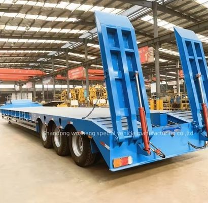 Truck Trailer 3 Assen Hydraulische laagbed Semi-trailer voor het vervoer van zwaar materieel