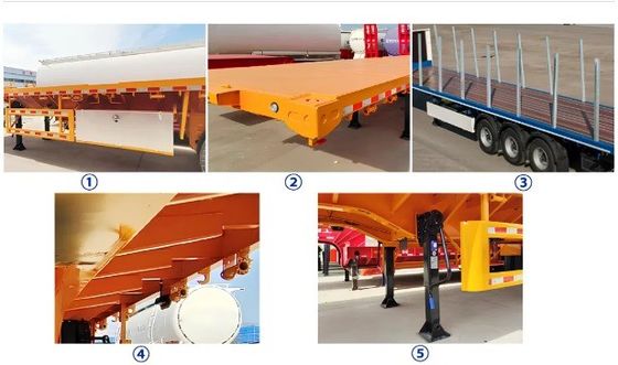 90mm*13mm*10layer Leaf Spring Flatbed Semi Trailer met 28t Heavy Duty Landing Gear