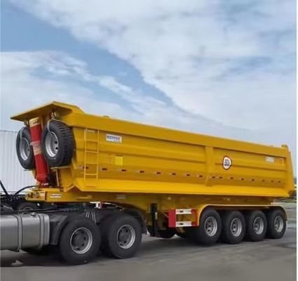 80 ton capaciteit Hydraulische kant-kippende aanhangwagen Truck Robuuste 4-assige achterste dump half-aanhangwagen