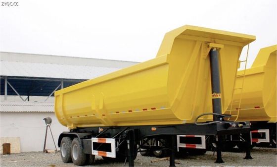 80 ton capaciteit Hydraulische kant-kippende aanhangwagen Truck Robuuste 4-assige achterste dump half-aanhangwagen