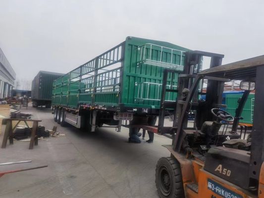 12400X2500X3650mm Tri-axel hek vracht aanhangwagen Dierenvervoer hek half-aanhangwagen
