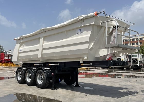 U-vorm 3 As 4 As Hydraulische achterste kantelkraan Dump Semi-trailer voor constructievoertuigen