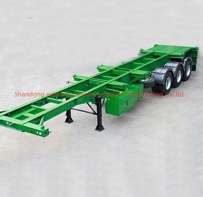 Klantverzoek Wosheng 3 As Groen 20FT 40FT Container Chassis Skelet Halve aanhangwagen