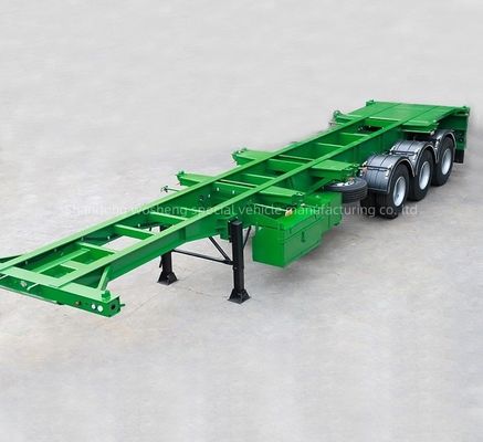 Wosheng Style 3-assige halve aanhangwagen skelet vrachtwagen aanhangwagen voor groene 20FT 40FT containers
