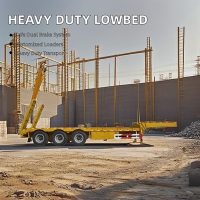 70 80 ton uitbreidbare halfrol lowboy voor het vervoer van zware goederen