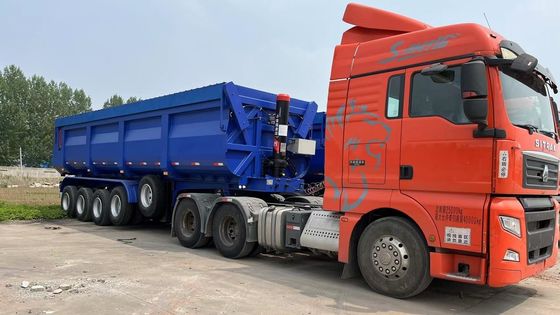 Semi-aanhanger met achterste drie assen van staal, met 80 ton, met vier assen, met kantelend aanhangsel, met kantelend aanhangsel