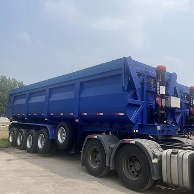 Semi-aanhanger met achterste drie assen van staal, met 80 ton, met vier assen, met kantelend aanhangsel, met kantelend aanhangsel