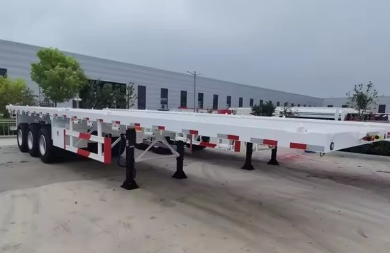 90T Max Payload Steel 20FT 40FT Container Flatbed Semi-Trailer met 12r22.5 band