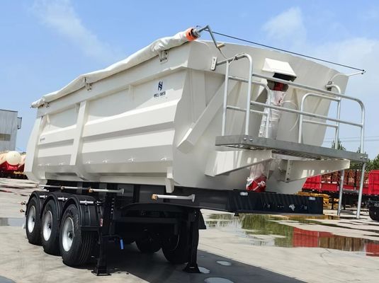 Hydraulisch kantelend U-vormig half-aanhangwagen van staal achterste dumptruck aanhangwagens voor 40-100 ton
