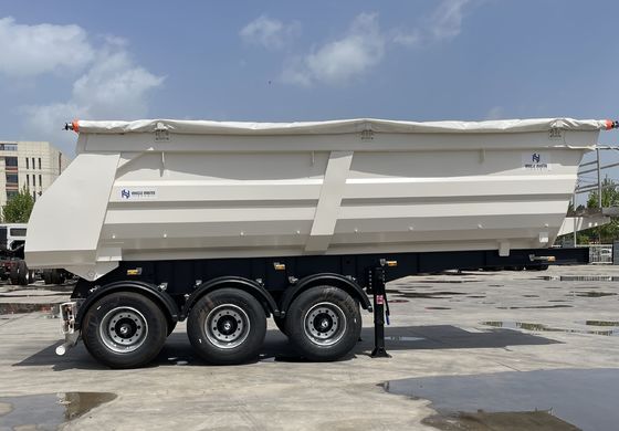 Hydraulisch kantelend U-vormig half-aanhangwagen van staal achterste dumptruck aanhangwagens voor 40-100 ton