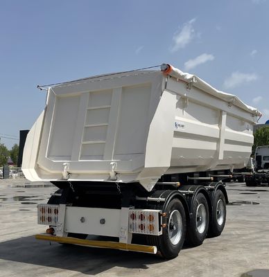 Hydraulisch kantelend U-vormig half-aanhangwagen van staal achterste dumptruck aanhangwagens voor 40-100 ton
