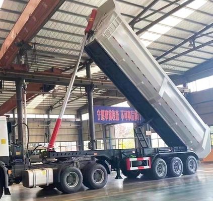 60T capaciteit vierkantvormige achterste dumptrailer voor het transport van zandsteen