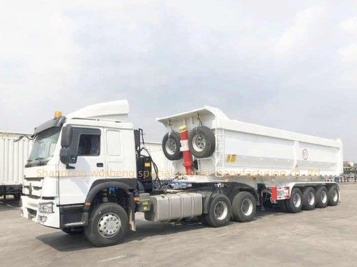 60T capaciteit vierkantvormige achterste dumptrailer voor het transport van zandsteen