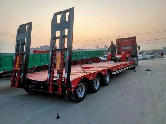 Op verzoek van de koper, ladinggraver met 60 70 80 ton staal laagbed vrachtwagenhalve trailer
