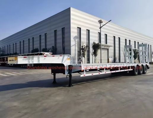 40-100 ton nuttige lading Mechanische ophanging 40ft laag bed half-aanhangwagen met 12R22.5 band