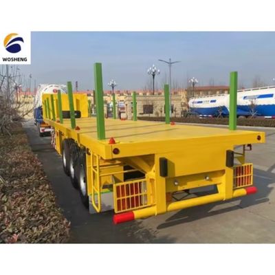 Dual Line Braking System 80Tons Hoofdbord Hout Flatbed Semi-trailer voor bulk cargo