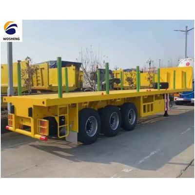 Dual Line Braking System 80Tons Hoofdbord Hout Flatbed Semi-trailer voor bulk cargo