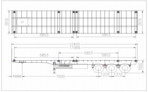 Verkoop 3/4 As 20T-80T Tare Gewicht Flatbed Container Semi-trailer voor binnen het budget