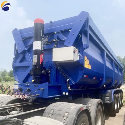 4 assen Hydraulische achterste dump-end kantelende halve aanhanger voor het transport van zandsteen