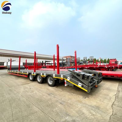 50 ton uitbreidbaar laagbed aanhangwagen verwijderbaar gooseneck lowboy half-aanhangwagen met 4 assen