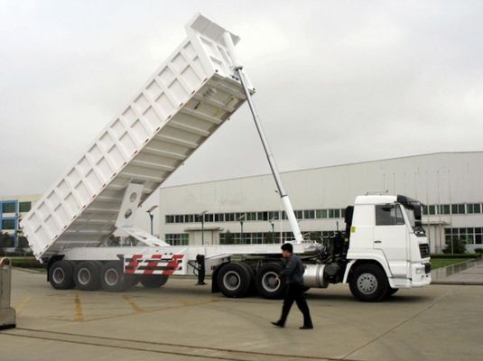 Dubbellijnremsysteem Dumptrailer van 30-40 kubieke meter voor het vervoer van zandsteen en graan