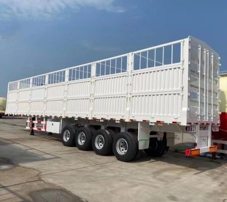 Truck Trailer Hoog hek Veehouderij Dieren Beeste Veevoergoederen Cargo Halvtrailer met 3/4 as